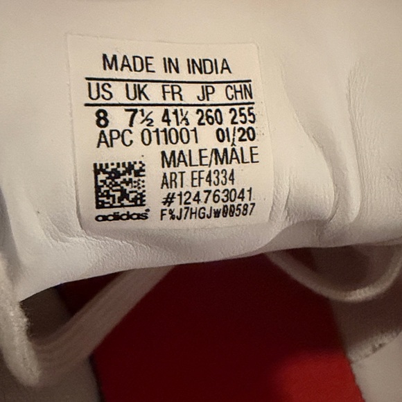 adidas Originals Stan Smith White Red Leather Sneakers Men's Size 8 Low Top - Picture 9 of 9